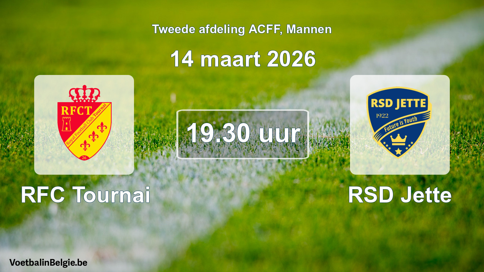 Geplande wedstrijd mannenvoetbal: RFC Tournai - RSD Jette (14 maart 2026)