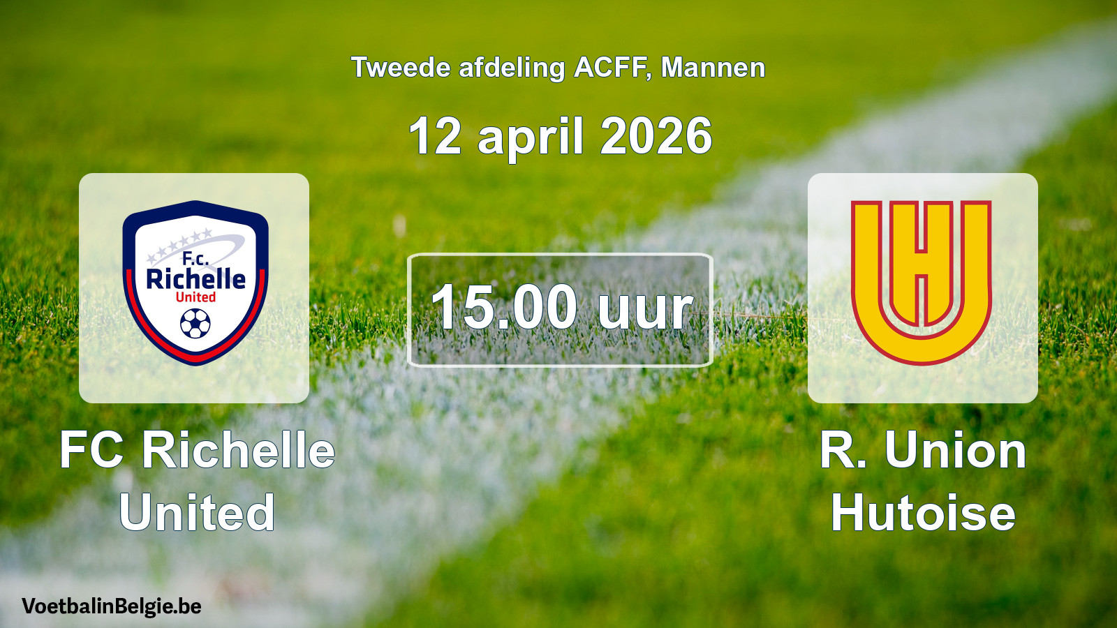 Geplande wedstrijd mannenvoetbal: FC Richelle United - R. Union Hutoise (12 april 2026)