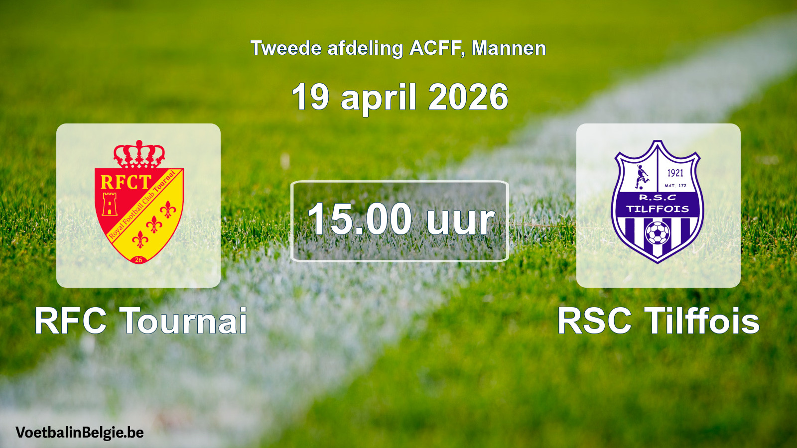 Geplande wedstrijd mannenvoetbal: RFC Tournai - RSC Tilffois (19 april 2026)