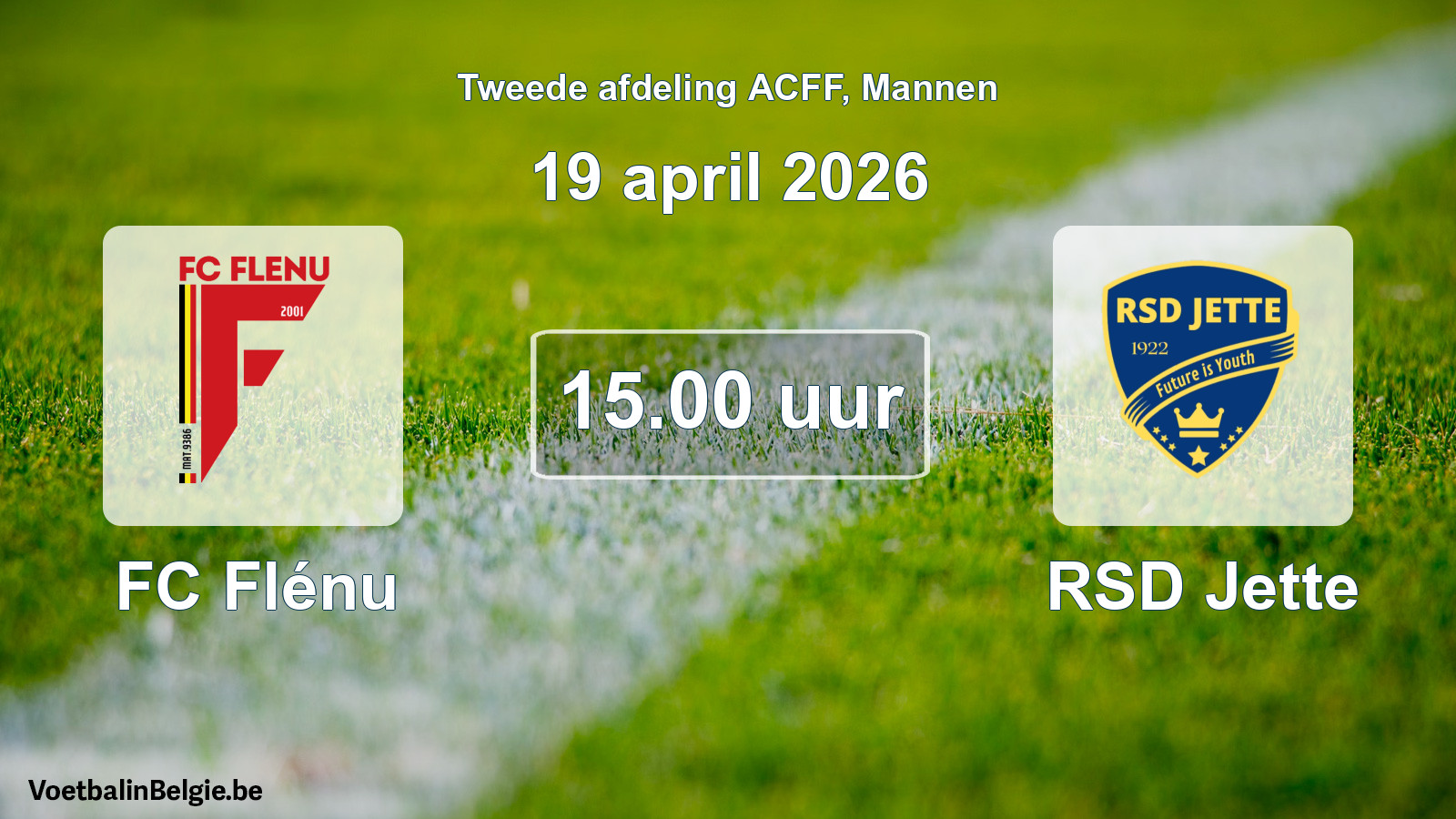 Geplande wedstrijd mannenvoetbal: FC Flénu - RSD Jette (19 april 2026)