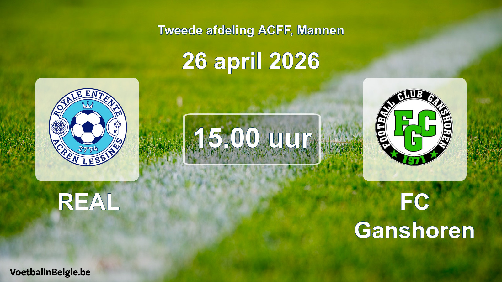 Geplande wedstrijd mannenvoetbal: REAL - FC Ganshoren (26 april 2026)
