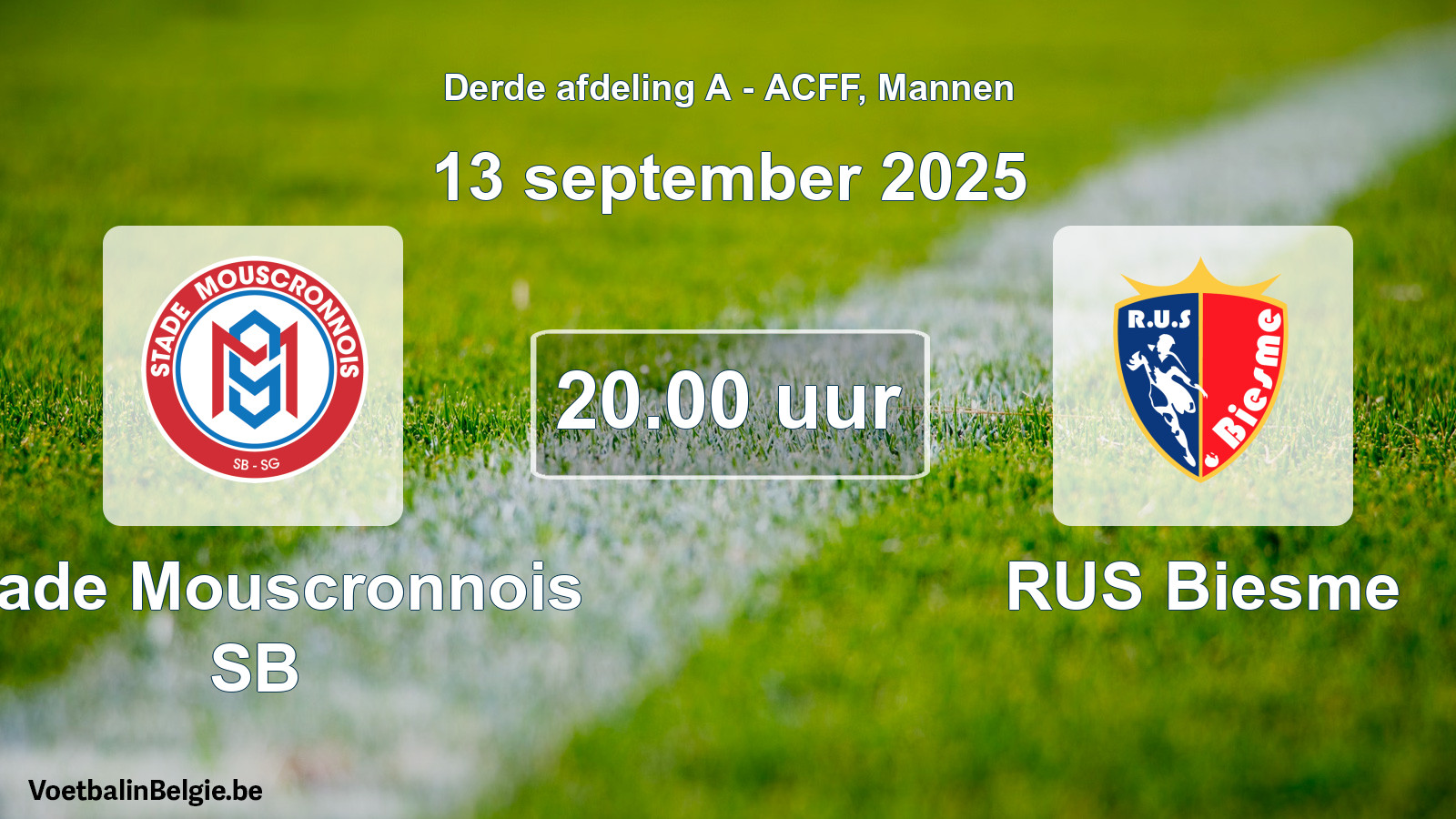 Geplande wedstrijd mannenvoetbal: Stade Mouscronnois SB - RUS Biesme (13 september 2025)