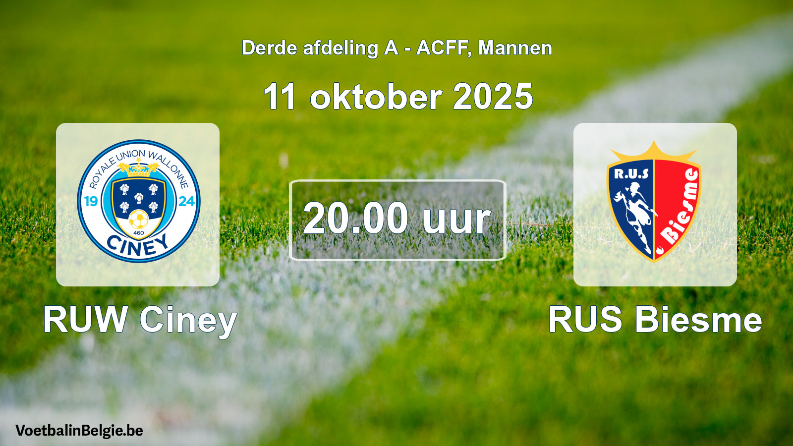 Geplande wedstrijd mannenvoetbal: RUW Ciney - RUS Biesme (11 oktober 2025)