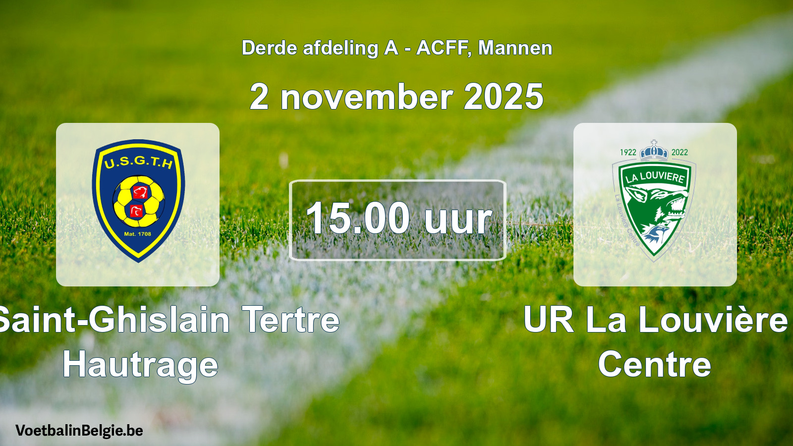 Geplande wedstrijd mannenvoetbal: U. Saint-Ghislain Tertre Hautrage - UR La Louvière Centre (2 november 2025)