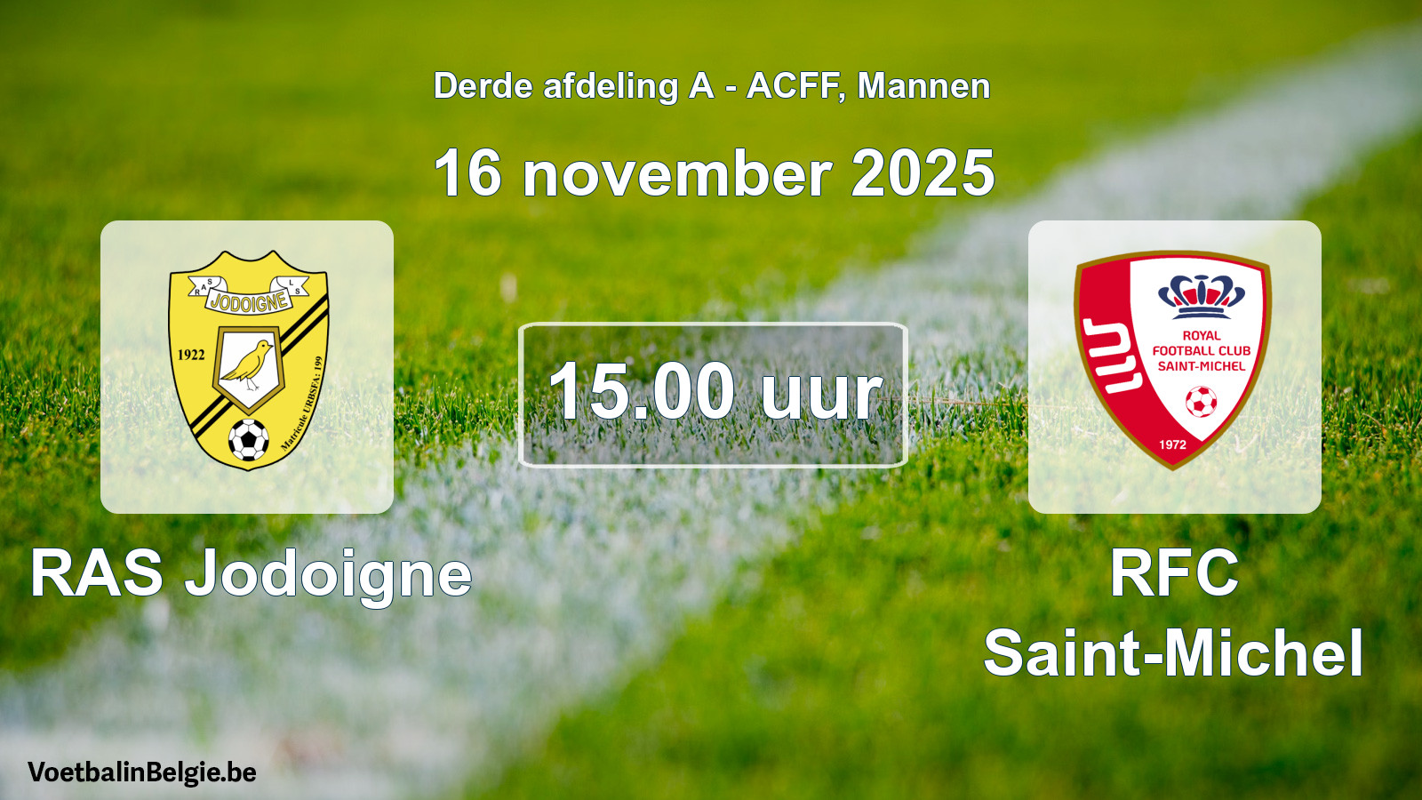 Geplande wedstrijd mannenvoetbal: RAS Jodoigne - RFC Saint-Michel (16 november 2025)