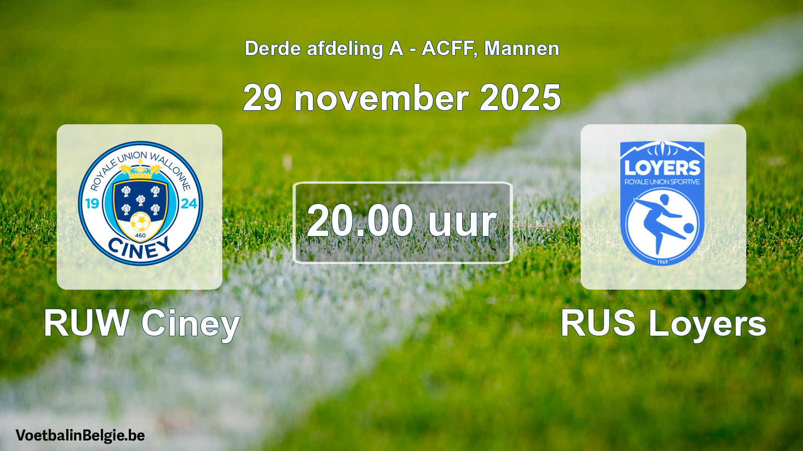 Geplande wedstrijd mannenvoetbal: RUW Ciney - RUS Loyers (29 november 2025)
