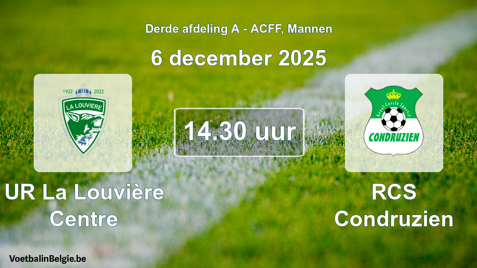 Geplande wedstrijd mannenvoetbal: UR La Louvière Centre - RCS Condruzien (6 december 2025)