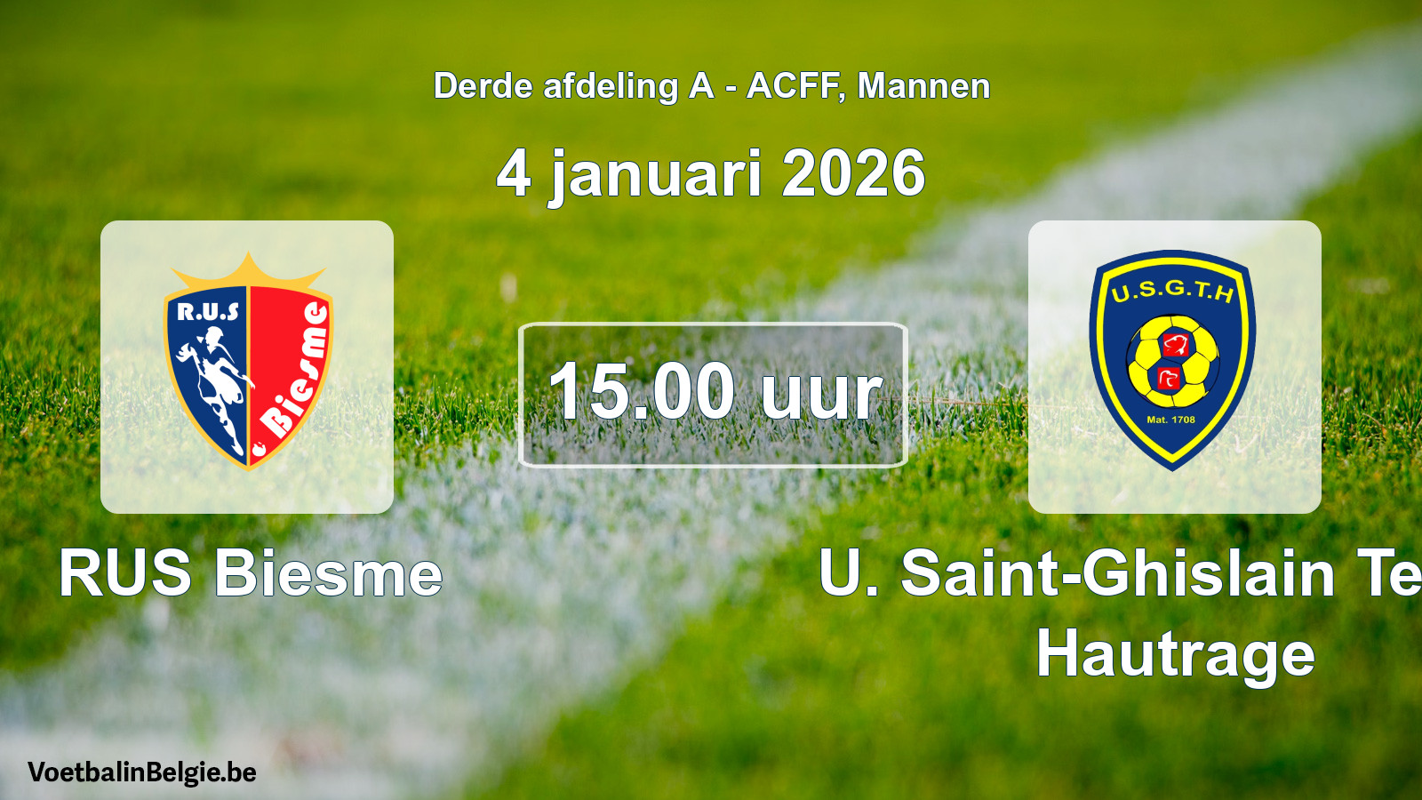 Geplande wedstrijd mannenvoetbal: RUS Biesme - U. Saint-Ghislain Tertre Hautrage (4 januari 2026)