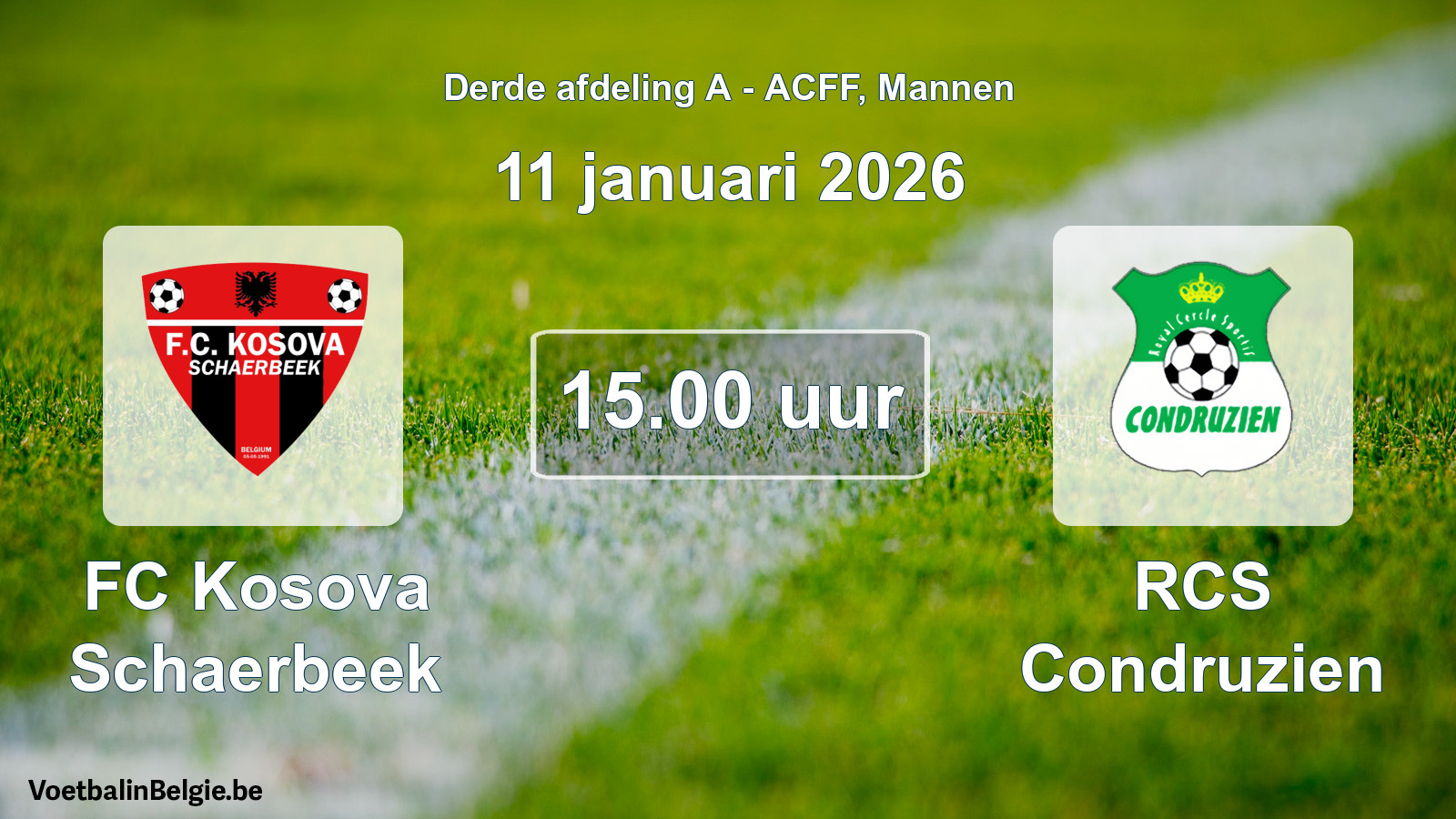 Geplande wedstrijd mannenvoetbal: FC Kosova Schaerbeek - RCS Condruzien (11 januari 2026)