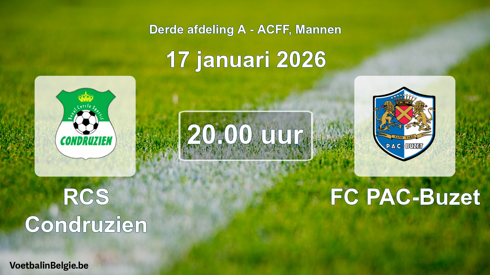 Geplande wedstrijd mannenvoetbal: RCS Condruzien - FC PAC-Buzet (17 januari 2026)