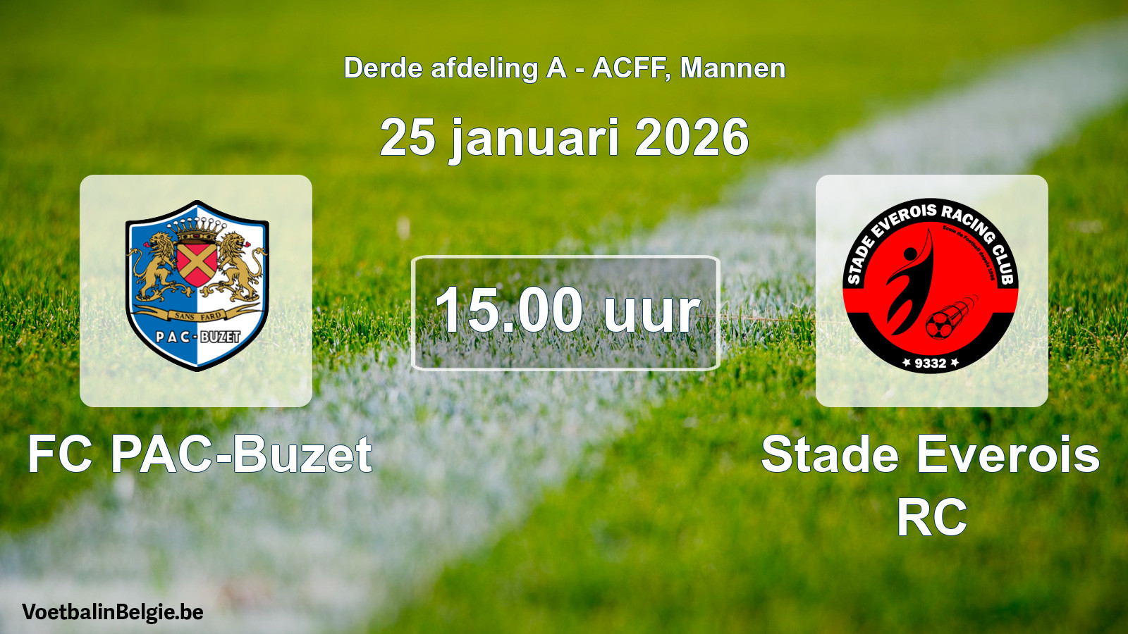 Geplande wedstrijd mannenvoetbal: FC PAC-Buzet - Stade Everois RC (25 januari 2026)