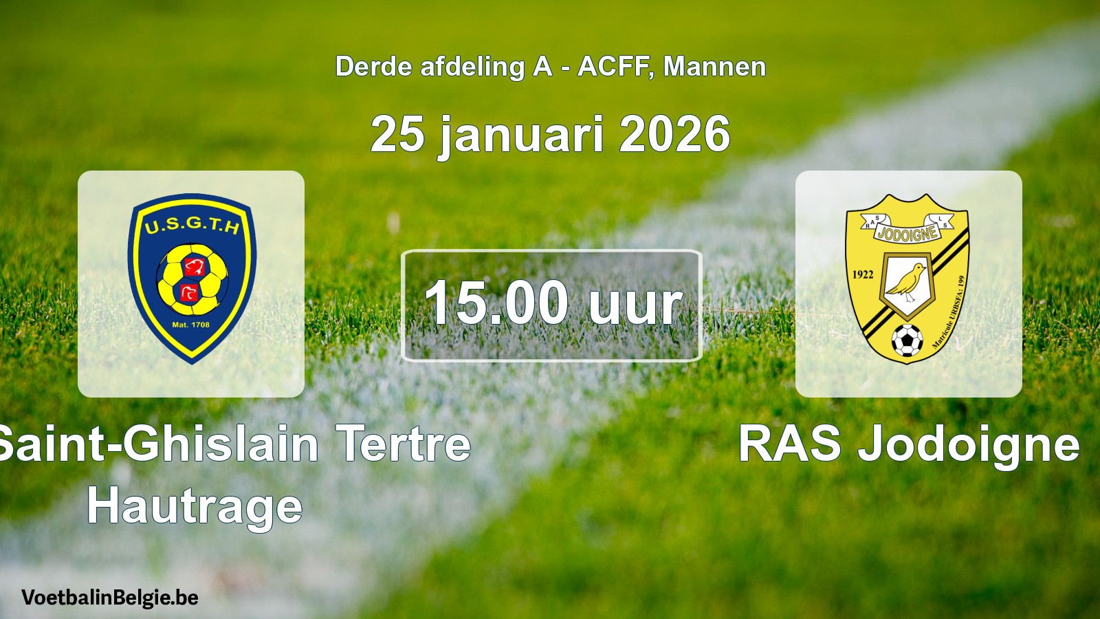 Geplande wedstrijd mannenvoetbal: U. Saint-Ghislain Tertre Hautrage - RAS Jodoigne (25 januari 2026)