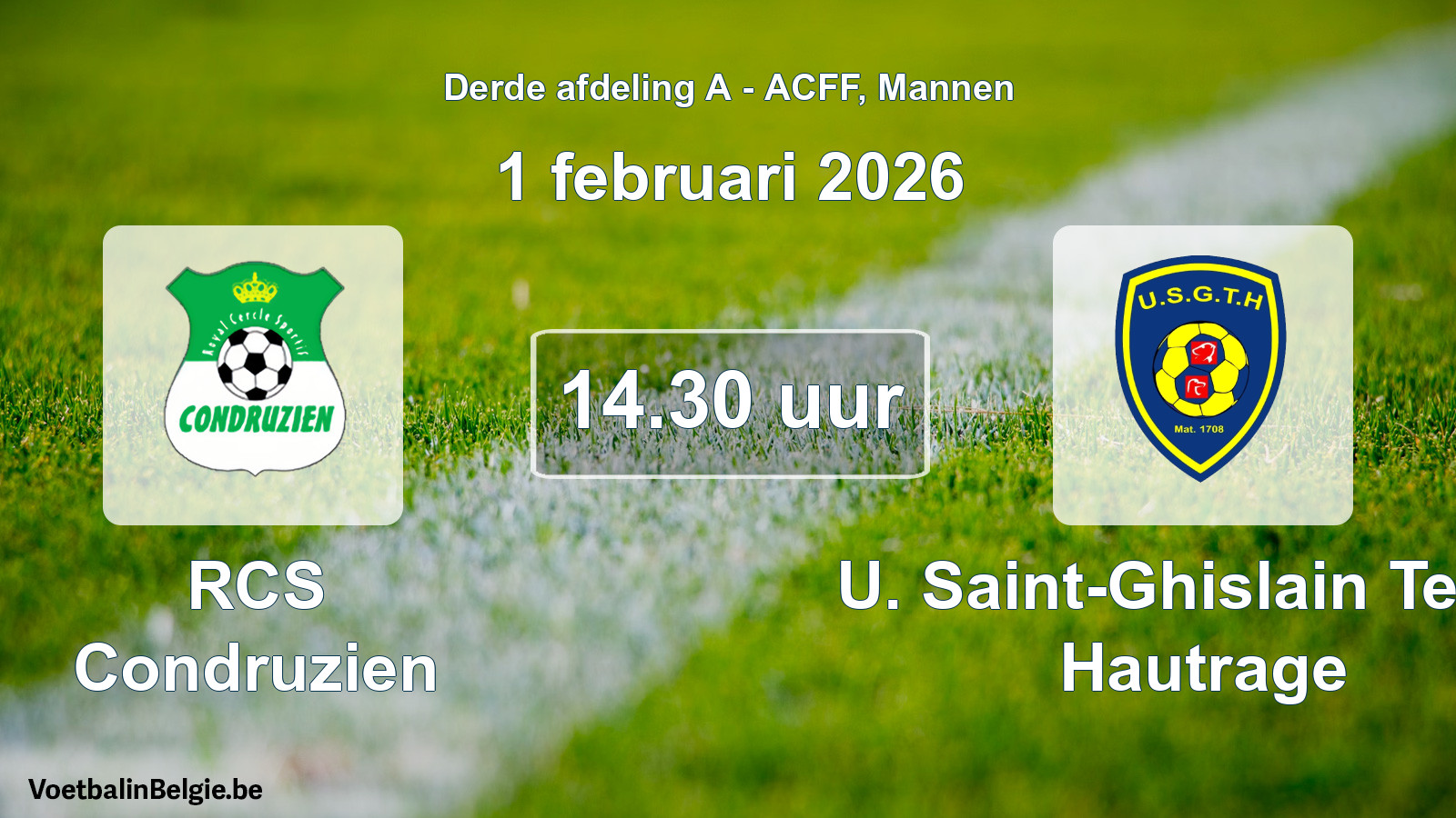 Geplande wedstrijd mannenvoetbal: RCS Condruzien - U. Saint-Ghislain Tertre Hautrage (1 februari 2026)