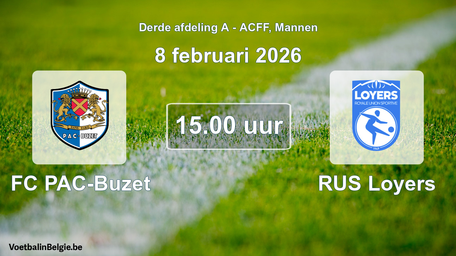 Geplande wedstrijd mannenvoetbal: FC PAC-Buzet - RUS Loyers (8 februari 2026)