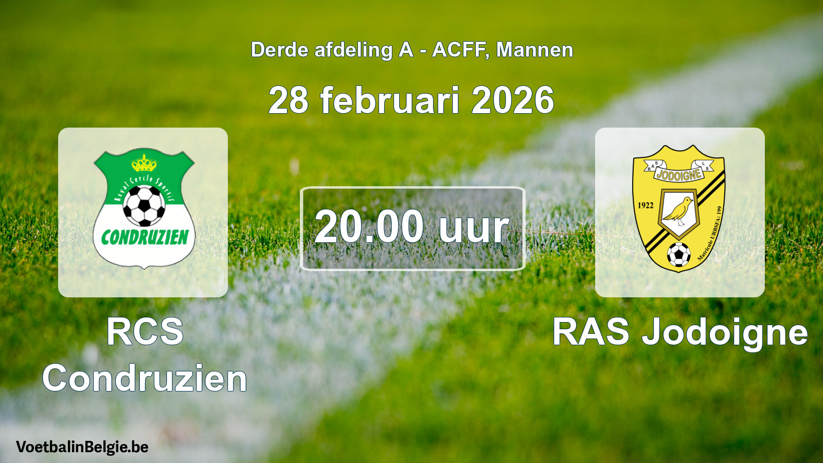 Geplande wedstrijd mannenvoetbal: RCS Condruzien - RAS Jodoigne (28 februari 2026)