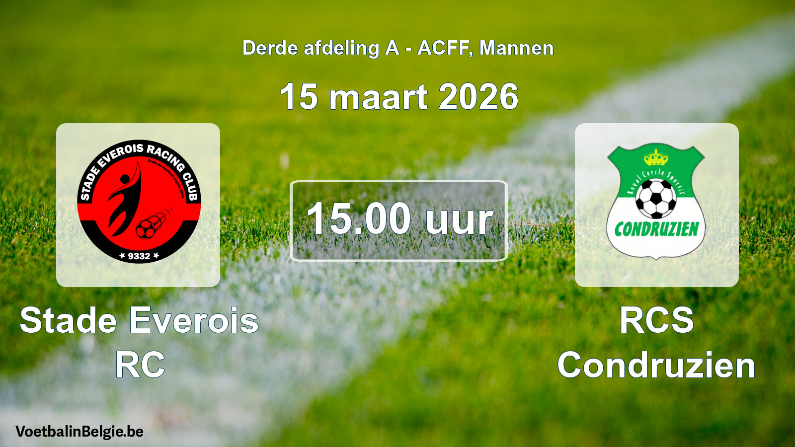 Geplande wedstrijd mannenvoetbal: Stade Everois RC - RCS Condruzien (15 maart 2026)