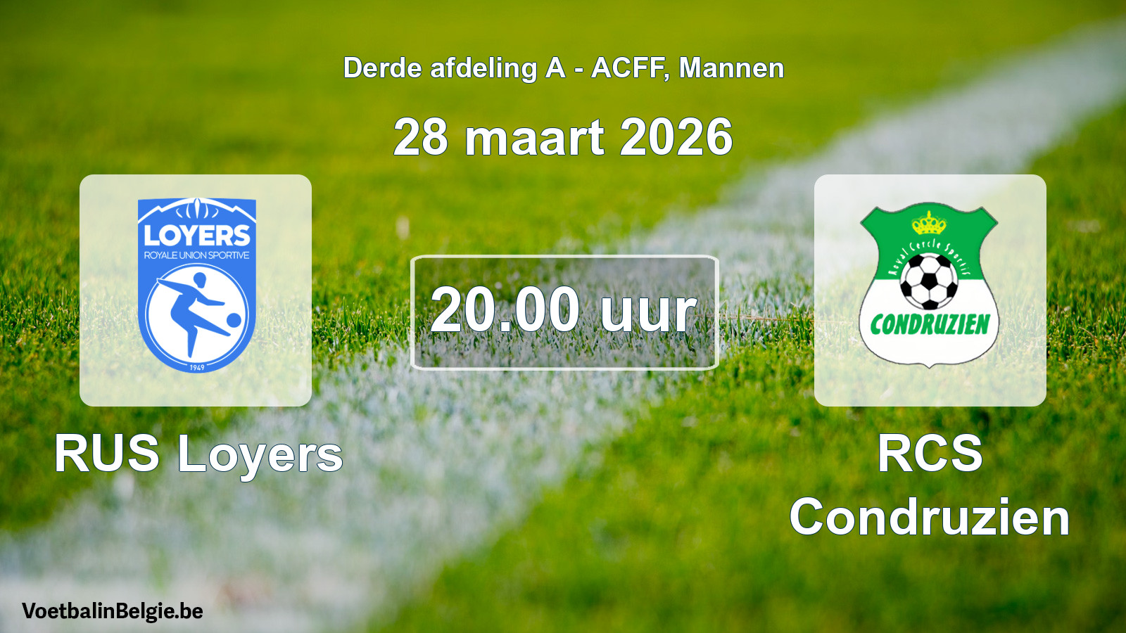 Geplande wedstrijd mannenvoetbal: RUS Loyers - RCS Condruzien (28 maart 2026)