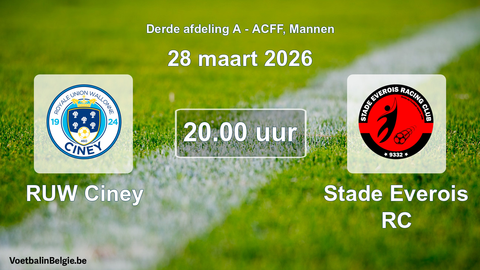 Geplande wedstrijd mannenvoetbal: RUW Ciney - Stade Everois RC (28 maart 2026)