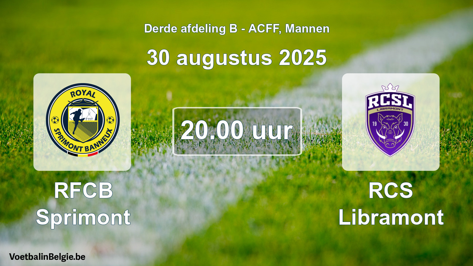 Geplande wedstrijd mannenvoetbal: RFCB Sprimont - RCS Libramont (30 augustus 2025)