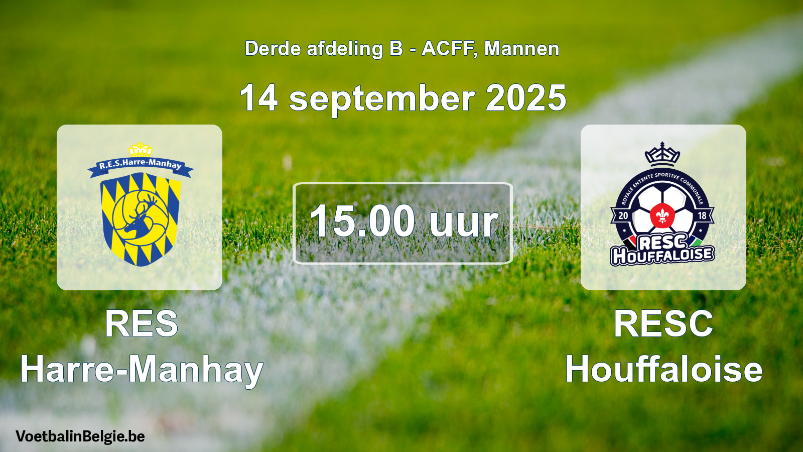 Geplande wedstrijd mannenvoetbal: RES Harre-Manhay - RESC Houffaloise (14 september 2025)