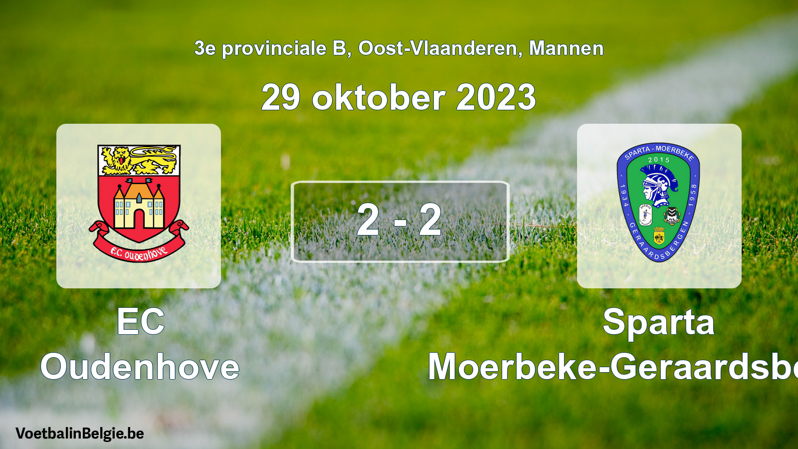Gespeelde wedstrijd mannenvoetbal: EC Oudenhove - Sparta Moerbeke-Geraardsbergen 2 - 2 (29 oktober 2023)