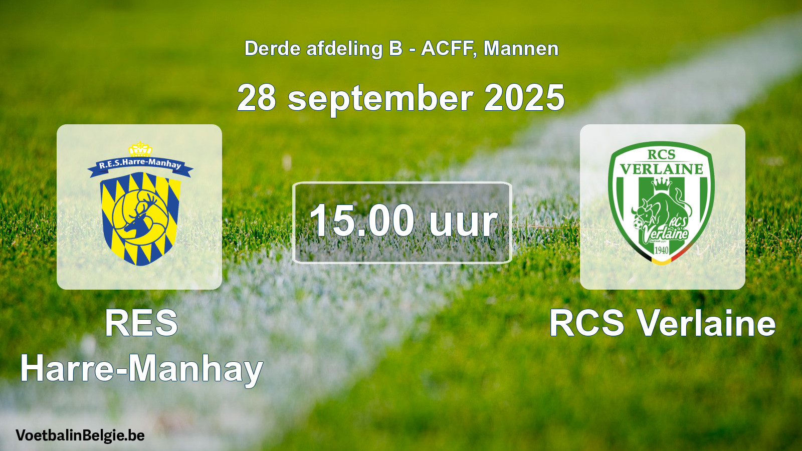 Geplande wedstrijd mannenvoetbal: RES Harre-Manhay - RCS Verlaine (28 september 2025)