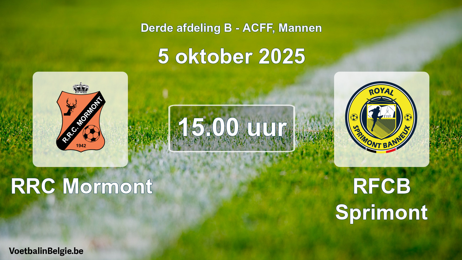 Geplande wedstrijd mannenvoetbal: RRC Mormont - RFCB Sprimont (5 oktober 2025)
