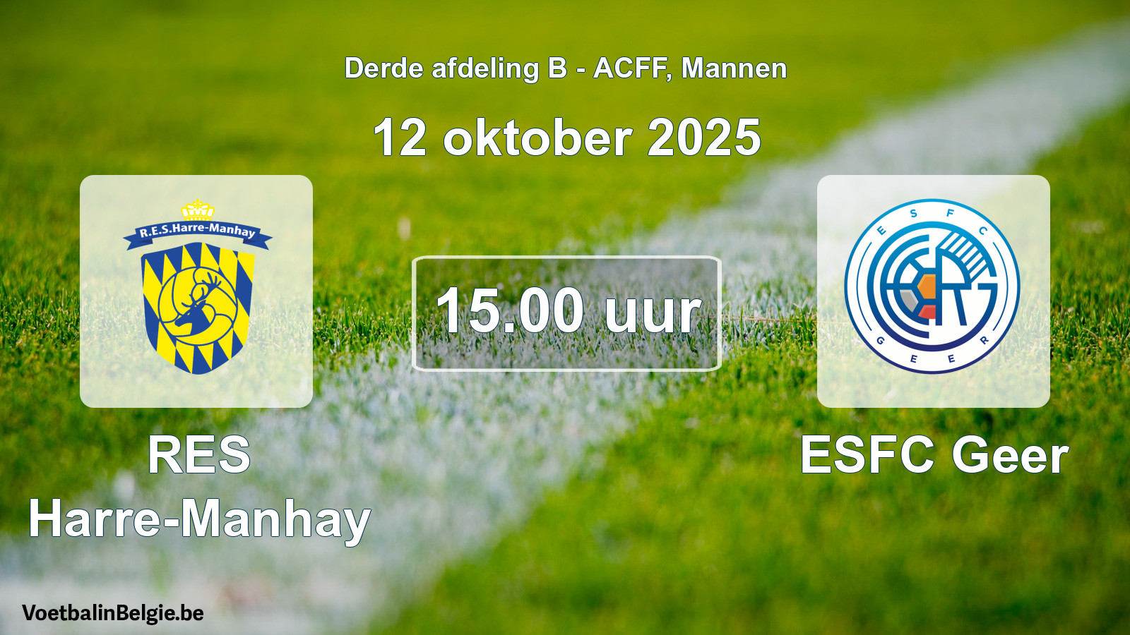 Geplande wedstrijd mannenvoetbal: RES Harre-Manhay - ESFC Geer (12 oktober 2025)