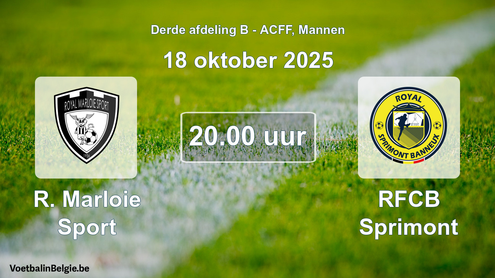 Geplande wedstrijd mannenvoetbal: R. Marloie Sport - RFCB Sprimont (18 oktober 2025)