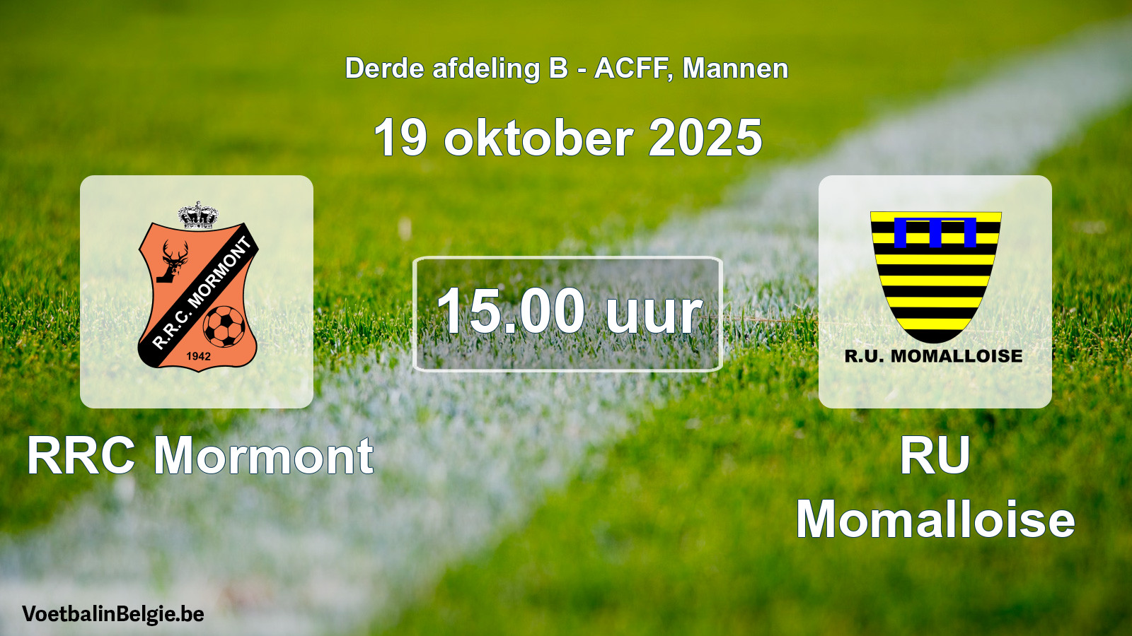 Geplande wedstrijd mannenvoetbal: RRC Mormont - RU Momalloise (19 oktober 2025)