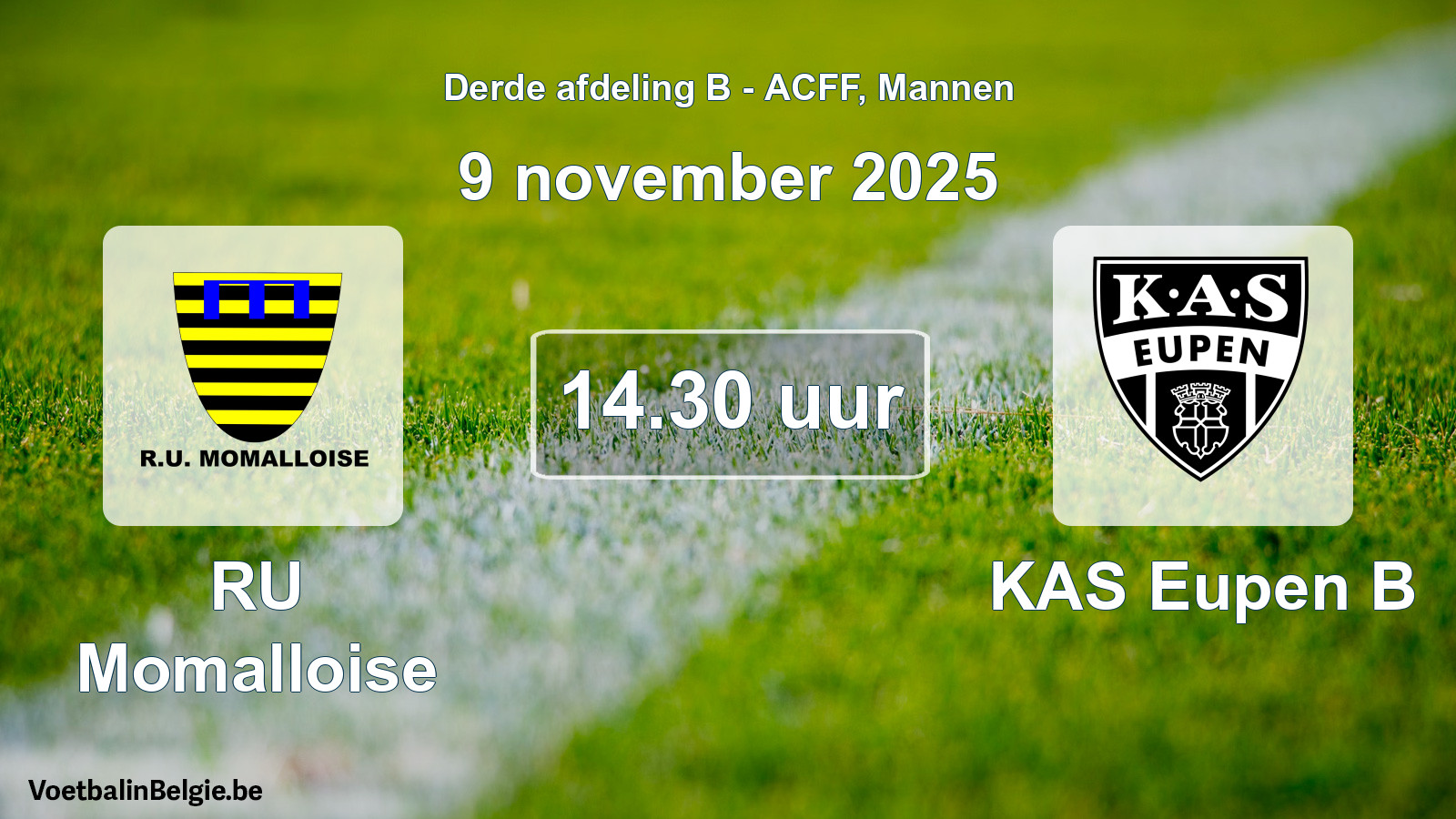 Geplande wedstrijd mannenvoetbal: RU Momalloise - KAS Eupen B (9 november 2025)