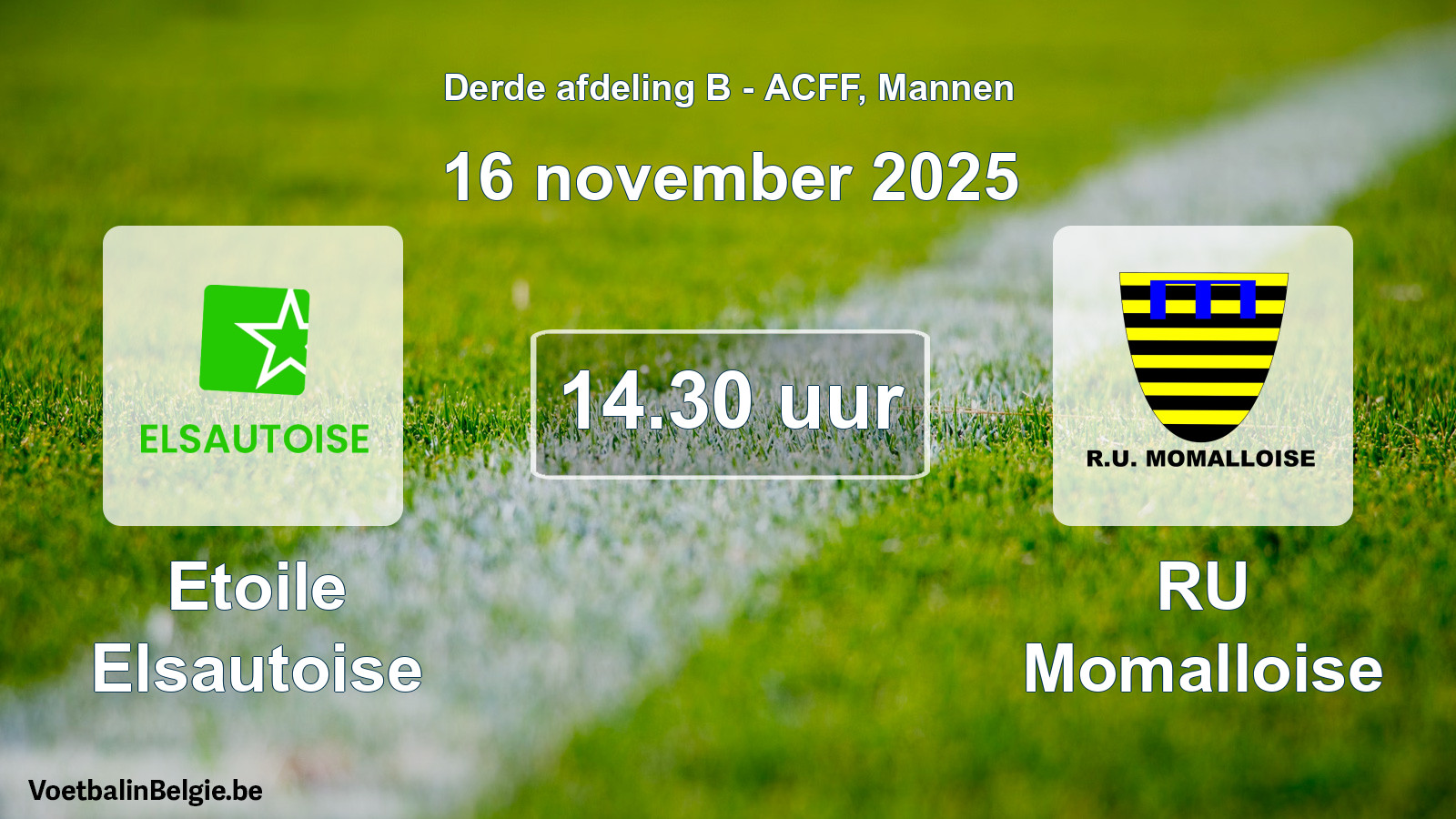 Geplande wedstrijd mannenvoetbal: Etoile Elsautoise - RU Momalloise (16 november 2025)