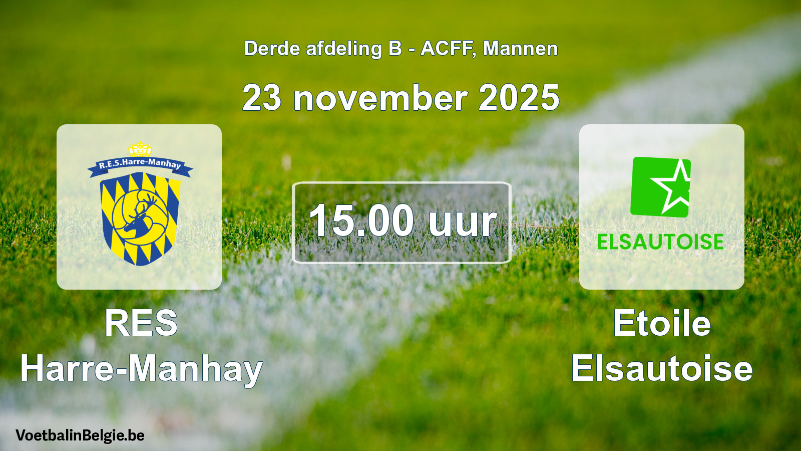 Geplande wedstrijd mannenvoetbal: RES Harre-Manhay - Etoile Elsautoise (23 november 2025)