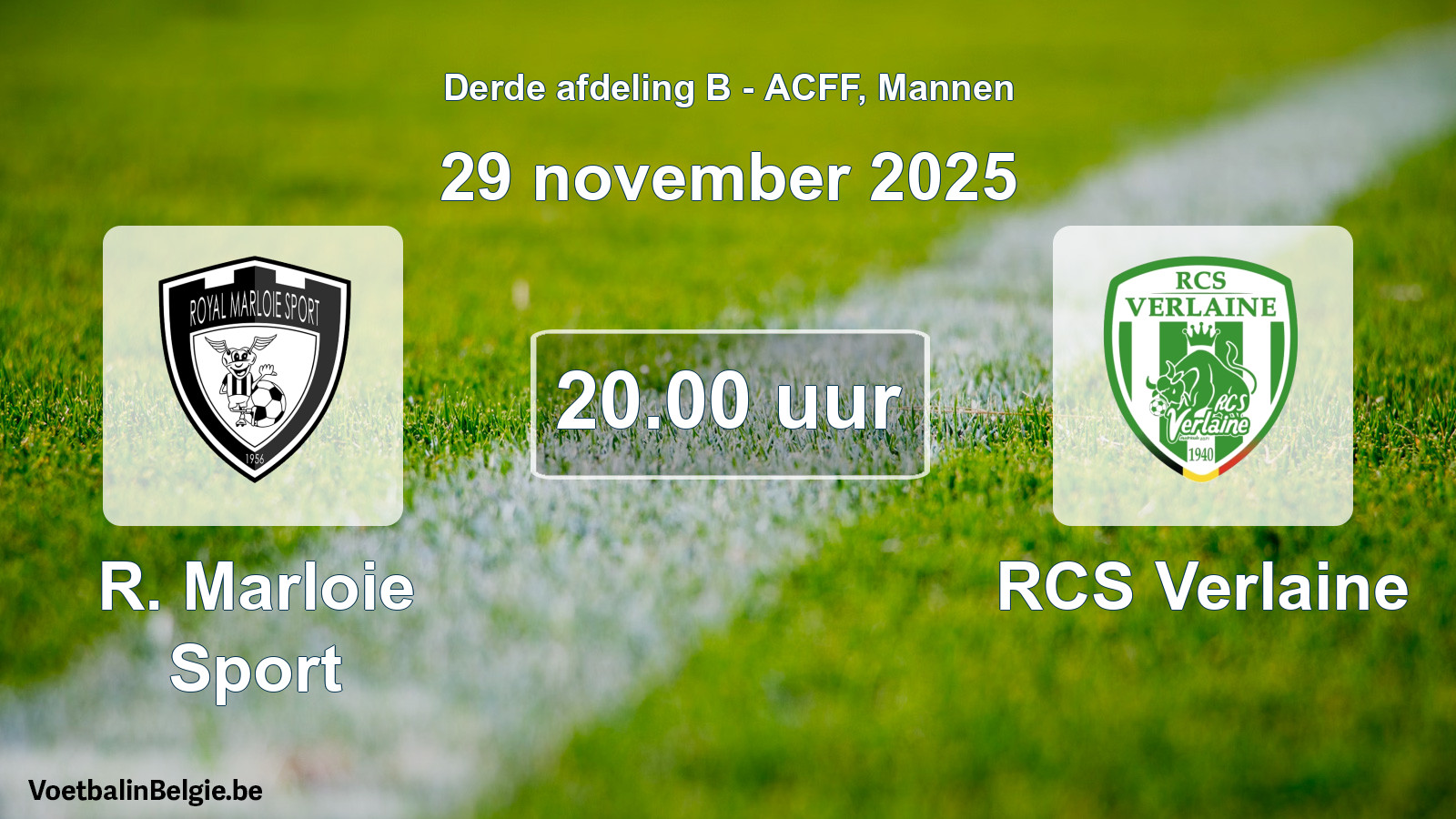 Geplande wedstrijd mannenvoetbal: R. Marloie Sport - RCS Verlaine (29 november 2025)