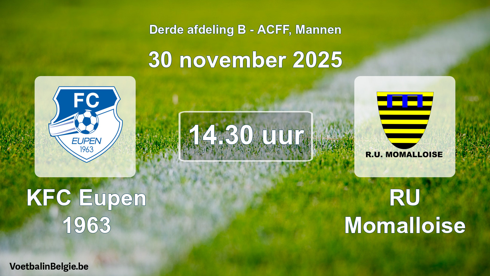 Geplande wedstrijd mannenvoetbal: KFC Eupen 1963 - RU Momalloise (30 november 2025)