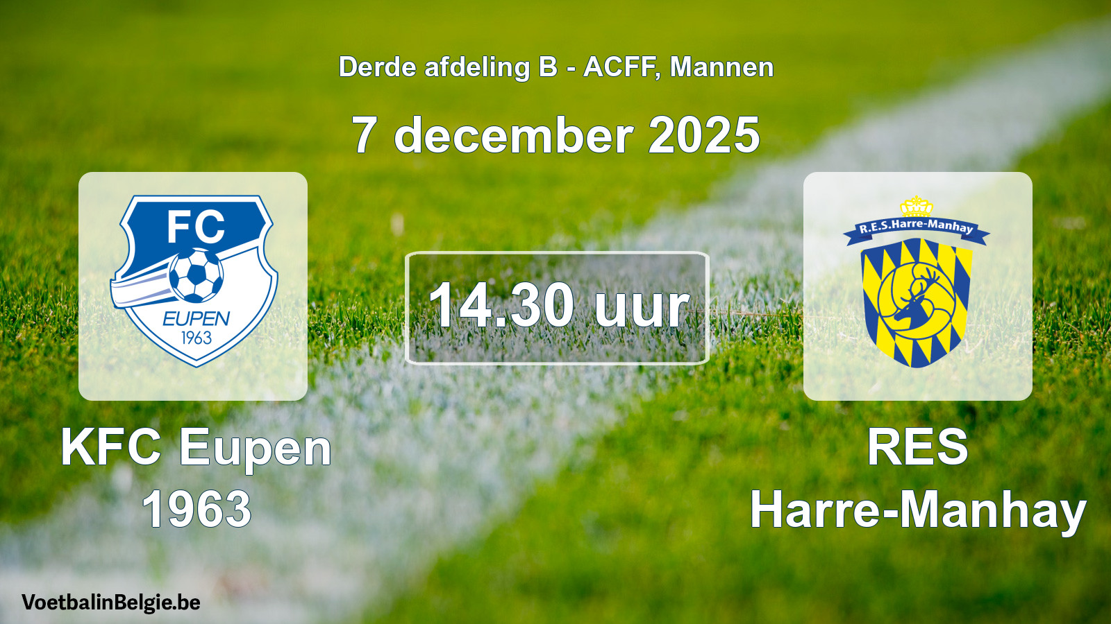 Geplande wedstrijd mannenvoetbal: KFC Eupen 1963 - RES Harre-Manhay (7 december 2025)
