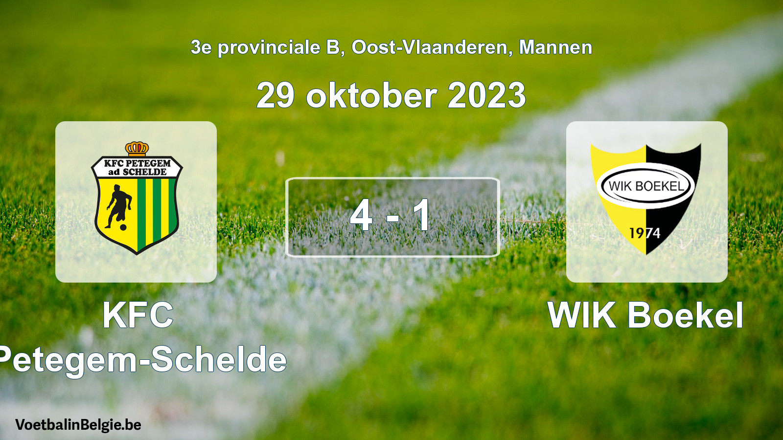Gespeelde wedstrijd mannenvoetbal: KFC Petegem-Schelde - WIK Boekel 4 - 1 (29 oktober 2023)