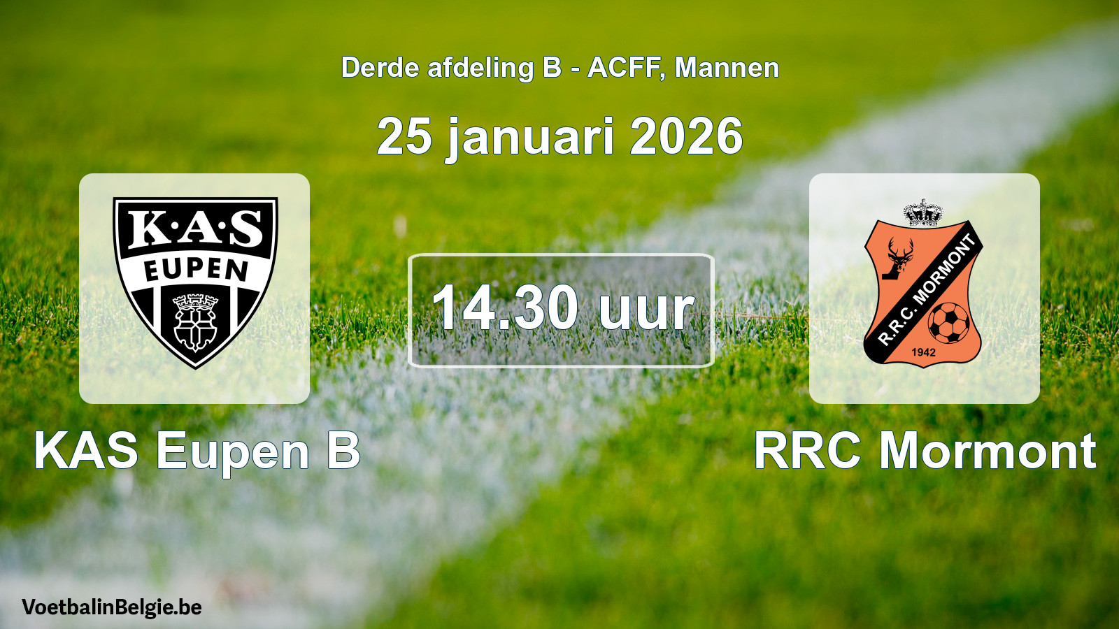 Geplande wedstrijd mannenvoetbal: KAS Eupen B - RRC Mormont (25 januari 2026)