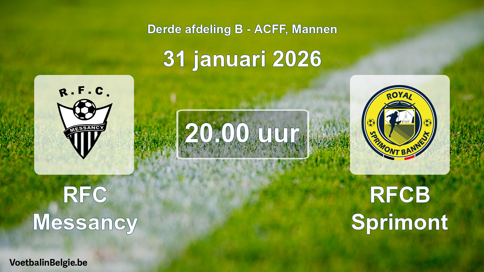 Geplande wedstrijd mannenvoetbal: RFC Messancy - RFCB Sprimont (31 januari 2026)