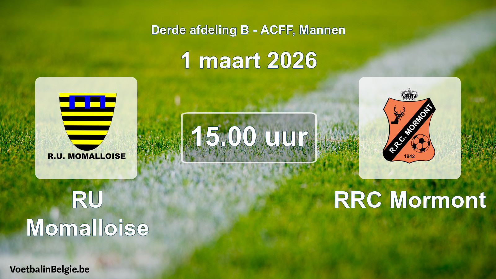 Geplande wedstrijd mannenvoetbal: RU Momalloise - RRC Mormont (1 maart 2026)