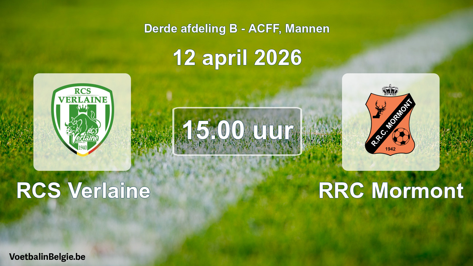Geplande wedstrijd mannenvoetbal: RCS Verlaine - RRC Mormont (12 april 2026)
