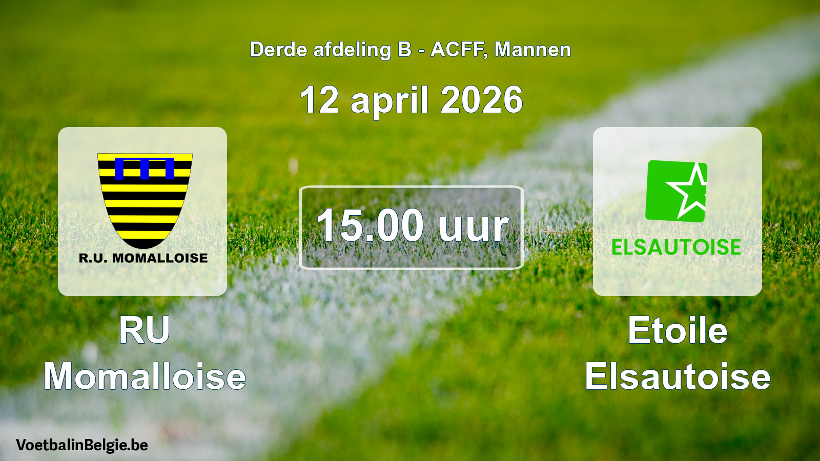 Geplande wedstrijd mannenvoetbal: RU Momalloise - Etoile Elsautoise (12 april 2026)