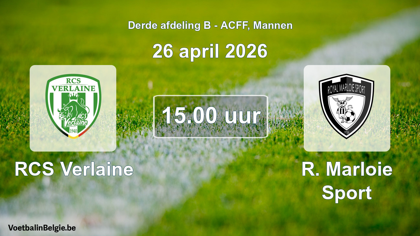 Geplande wedstrijd mannenvoetbal: RCS Verlaine - R. Marloie Sport (26 april 2026)