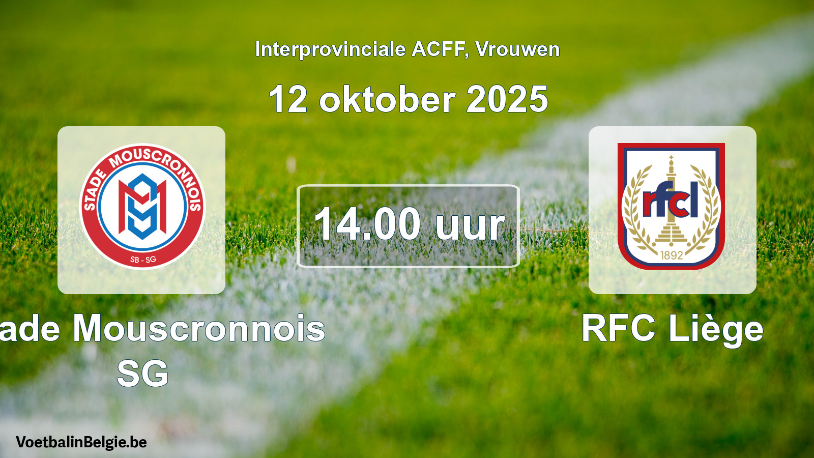 Geplande wedstrijd vrouwenvoetbal: Stade Mouscronnois SG - RFC Liège (12 oktober 2025)
