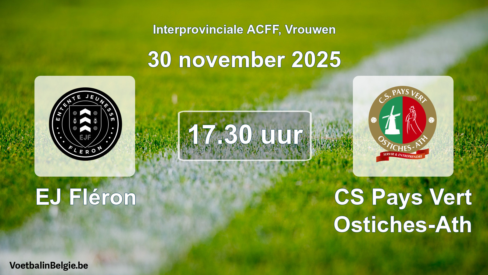 Geplande wedstrijd vrouwenvoetbal: EJ Fléron - CS Pays Vert Ostiches-Ath (30 november 2025)
