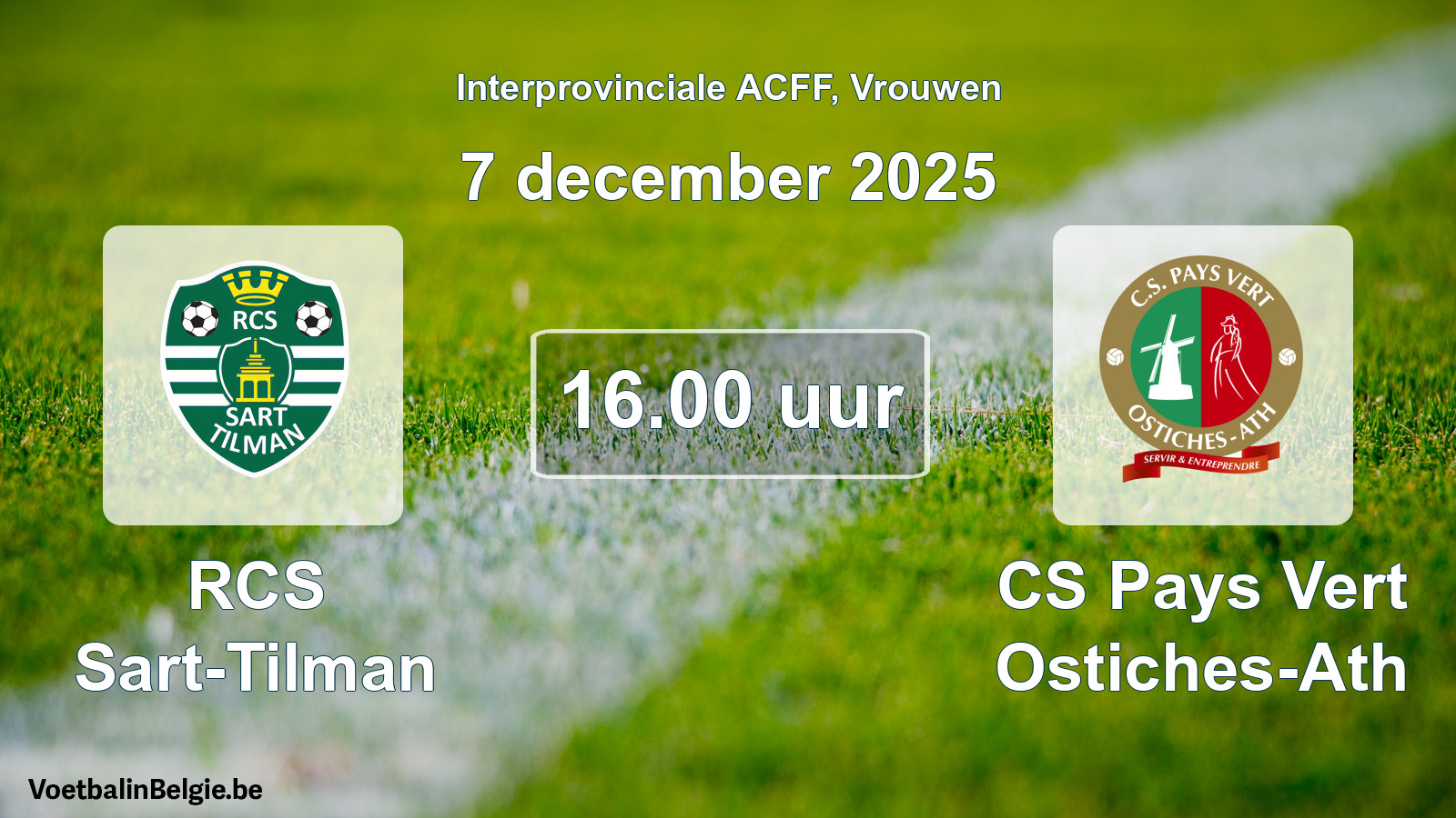 Geplande wedstrijd vrouwenvoetbal: RCS Sart-Tilman - CS Pays Vert Ostiches-Ath (7 december 2025)