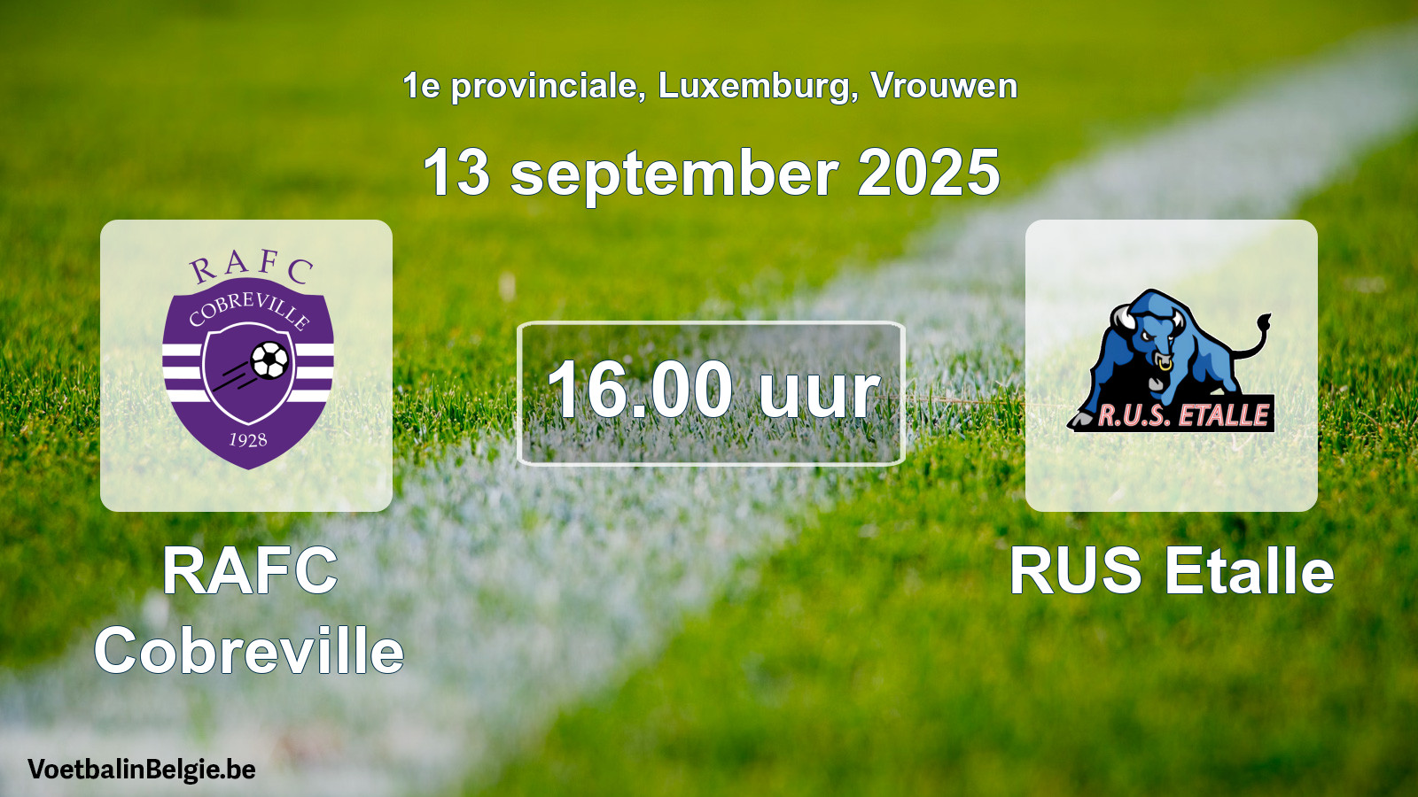Geplande wedstrijd vrouwenvoetbal: RAFC Cobreville - RUS Etalle (13 september 2025)