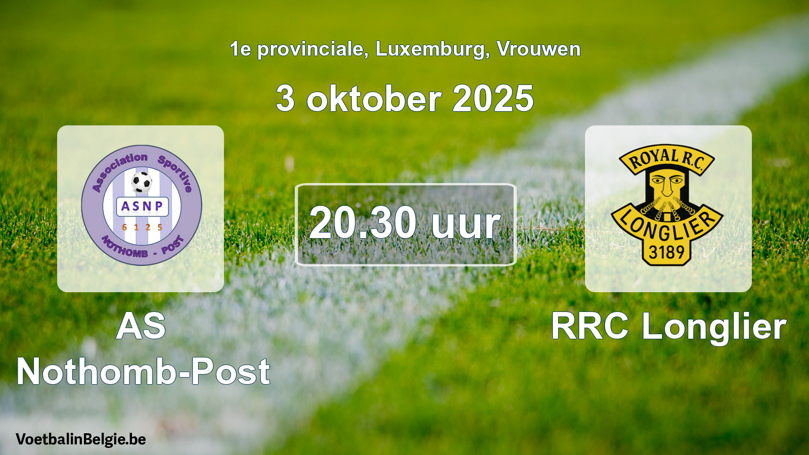 Geplande wedstrijd vrouwenvoetbal: AS Nothomb-Post - RRC Longlier (3 oktober 2025)