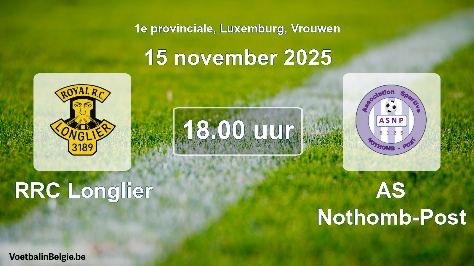 Geplande wedstrijd vrouwenvoetbal: RRC Longlier - AS Nothomb-Post (15 november 2025)