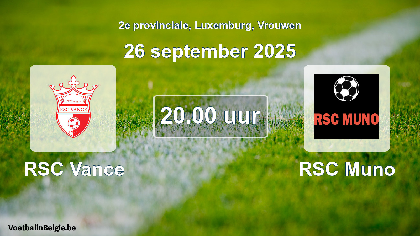Geplande wedstrijd vrouwenvoetbal: RSC Vance - RSC Muno (26 september 2025)
